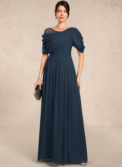 A-line Ruched Chiffon Dress