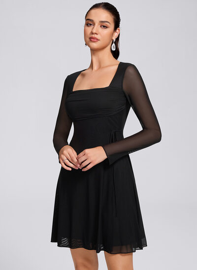 A-line Square Short Jersey Homecoming Dress With Pleated 