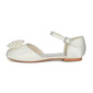 Girl's Flower Girl Shoes Wedding Pearl Satin Round Toe Flat Heel Shoes 