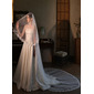 Simple Lace Edge Two Tier Bridal Cathedral Length 118" Wedding Veils With Blusher 