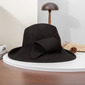 Women's Simple Winter Twist Bow Wool Wedding Tea Party Fedora Hats 