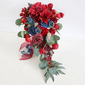 Artificial Wedding Flowers Cascade Silk Cloth Dahlia Bridal Bouquets 