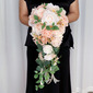 Artificial Wedding Flowers Cascade Silk Cloth Roses Bridal Bouquets 