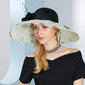 Women's Wide Brim Flower Polka Dot Sinamay Wedding Horse Racing Church Hats 