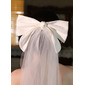 Bow Cut Edge Single Tier Bridal Fingertip Length 33" Wedding Veils 