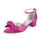 Women's Wedding Shoes Satin Chunky Heel Block Heel Point Toe Wedding Heels Bridesmaid Shoes Bowknot Elegant Wedding Shoes 