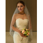 Beading Cut Edge Single Tier Bridal Fingertip Length 39" Wedding Veils 