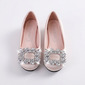 Girl's Flower Girl Shoes Wedding Party Closed Toe Crystal Satin Low Heel Shoes 
