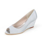 Women's Wedding Shoes Satin Wedge Heel Peep Toe Wedding Heels Bridesmaid Shoes Simple Wedding Shoes 