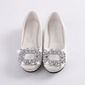Girl's Flower Girl Shoes Wedding Party Closed Toe Crystal Satin Low Heel Shoes 