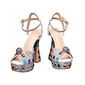 Women's Wedding Shoes Faux Leather Platform Flare Heel Peep Toe Wedding Sandals Rhinestone Sexy Party Cocktail Shoes 