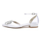 Women's Wedding Shoes Satin Flat Heel Low Heel Point Toe Wedding Flats Bridal Shoes Rhinestone Elegant Wedding Shoes 