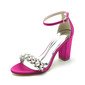 Women's Wedding Shoes Satin Block Heel Open Toe Wedding Sandals Bridal Shoes Rhinestone Elegant Wedding Prom Cocktail Shoes 