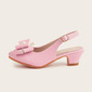 Girl's Sandals Daily Bowknot Faux Leather Round Toe Low Heel Shoes 