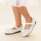 Chaussures plates filles mariage nœud papillon cuir verni bout rond talon plat chaussures