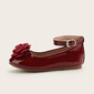 Girl's Flats Princess Shoes Party Flower Faux Leather Round Toe Flat Heel Shoes 
