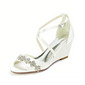 Women's Wedding Shoes Wedge Heel Open Toe Wedding Sandals Bridal Shoes Rhinestone Elegant Wedding Evening Cocktail Shoes 