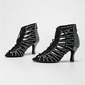 Women's Latin Shoes Lace-up Rhinestone High Heel Satin Solid Color Dance Shoes 