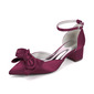 Women's Wedding Shoes Satin Chunky Heel Block Heel Point Toe Wedding Heels Bridesmaid Shoes Bowknot Elegant Wedding Shoes 