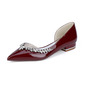Women's Wedding Shoes Patent Leather Flat Heel Low Heel Point Toe Wedding Flats Bridesmaid Shoes Rhinestone Elegant Wedding Shoes 