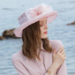 Women's Wide Brim Faux Feather Sinamay Wedding Kentucky Derby Church Hats 