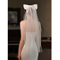Bow Cut Edge Single Tier Bridal Fingertip Length 33" Wedding Veils 