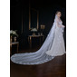 Pearl Floral Cut Edge Single Tier Bridal Cathedral Length 118" Wedding Veils 