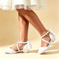 Girl's Closed Toe Satin Low Heel Flower Girl Shoes 