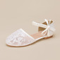 Girl's Flower Girl Shoes Wedding Bowknot Pearl Lace Faux Leather Round Toe Flat Heel Shoes 
