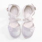 Chaussures de fille de fleur filles mariage fleurs satin bout rond talon plat chaussures
