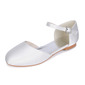Girl's Flower Girl Shoes Wedding Pearl Satin Round Toe Flat Heel Shoes 