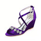 Women's Wedding Shoes Wedge Heel Open Toe Wedding Sandals Bridal Shoes Rhinestone Elegant Wedding Evening Cocktail Shoes 