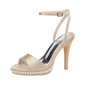 Women's Wedding Shoes Satin High Heel Platform Open Toe Wedding Sandals Bridal Shoes Bridesmaid Shoes Pearl Elegant Wedding Party Shoes 