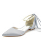 Kvinner Lukket Tå Lav Hæl Satin Brudesko 