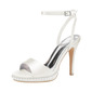 Women's Wedding Shoes Satin High Heel Platform Open Toe Wedding Sandals Bridal Shoes Bridesmaid Shoes Pearl Elegant Wedding Party Shoes 