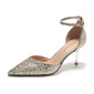 Mulheres saltos tira tornozelo sapatos de dama de honra casamento trabalho festa formatura noite elegante simples os juncos são materiais decorativos salto alto point toe cor sólida fivela sapatos 