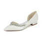 Women's Wedding Shoes Patent Leather Flat Heel Low Heel Point Toe Wedding Flats Bridesmaid Shoes Rhinestone Elegant Wedding Shoes 