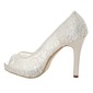 Vrouwen bruidsschoenen kant hoge hak plateau peepteen pumps bruiloft hakken bruidsschoenen elegant eenvoudig huwelijk avond schoenen 