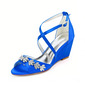 Women's Wedding Shoes Wedge Heel Open Toe Wedding Sandals Bridal Shoes Rhinestone Elegant Wedding Evening Cocktail Shoes 