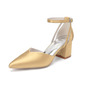 Femmes chaussures de mariage satiné talon bloc bout pointu talons de mariage chaussures de demoiselle d'honneur élégante mariage travail fête prom soirée chaussures 