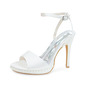 Women's Wedding Shoes Satin High Heel Platform Open Toe Wedding Sandals Bridal Shoes Bridesmaid Shoes Pearl Elegant Wedding Party Shoes 
