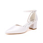 Femmes chaussures de mariage satiné talon bloc bout pointu talons de mariage chaussures de demoiselle d'honneur élégante mariage travail fête prom soirée chaussures 