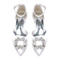 Women's Wedding Shoes Satin Flat Heel Low Heel Point Toe Wedding Flats Bridal Shoes Rhinestone Elegant Wedding Shoes 