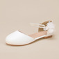Girl's Flower Girl Shoes Wedding Bowknot Pearl Lace Faux Leather Round Toe Flat Heel Shoes 