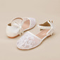 Girl's Flower Girl Shoes Wedding Bowknot Pearl Lace Faux Leather Round Toe Flat Heel Shoes 
