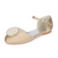 Girl's Flower Girl Shoes Wedding Pearl Satin Round Toe Flat Heel Shoes 