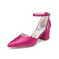 Femmes chaussures de mariage satiné talon bloc bout pointu talons de mariage chaussures de demoiselle d'honneur élégante mariage travail fête prom soirée chaussures 