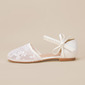 Girl's Flower Girl Shoes Wedding Bowknot Pearl Lace Faux Leather Round Toe Flat Heel Shoes 