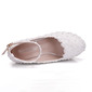 Damen Brautschuhe Kunstleder Keilabsatz Plateau Runder Zeh Hochzeits-Heels Hochzeitsschuhe Blume Perle Spitze Elegant Hochzeit Schuhe 